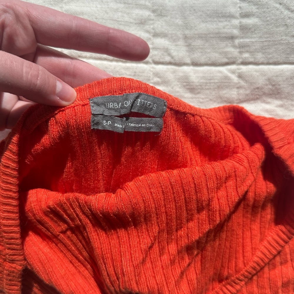 Orange Ribbed Halter Top - Picture 2 of 2